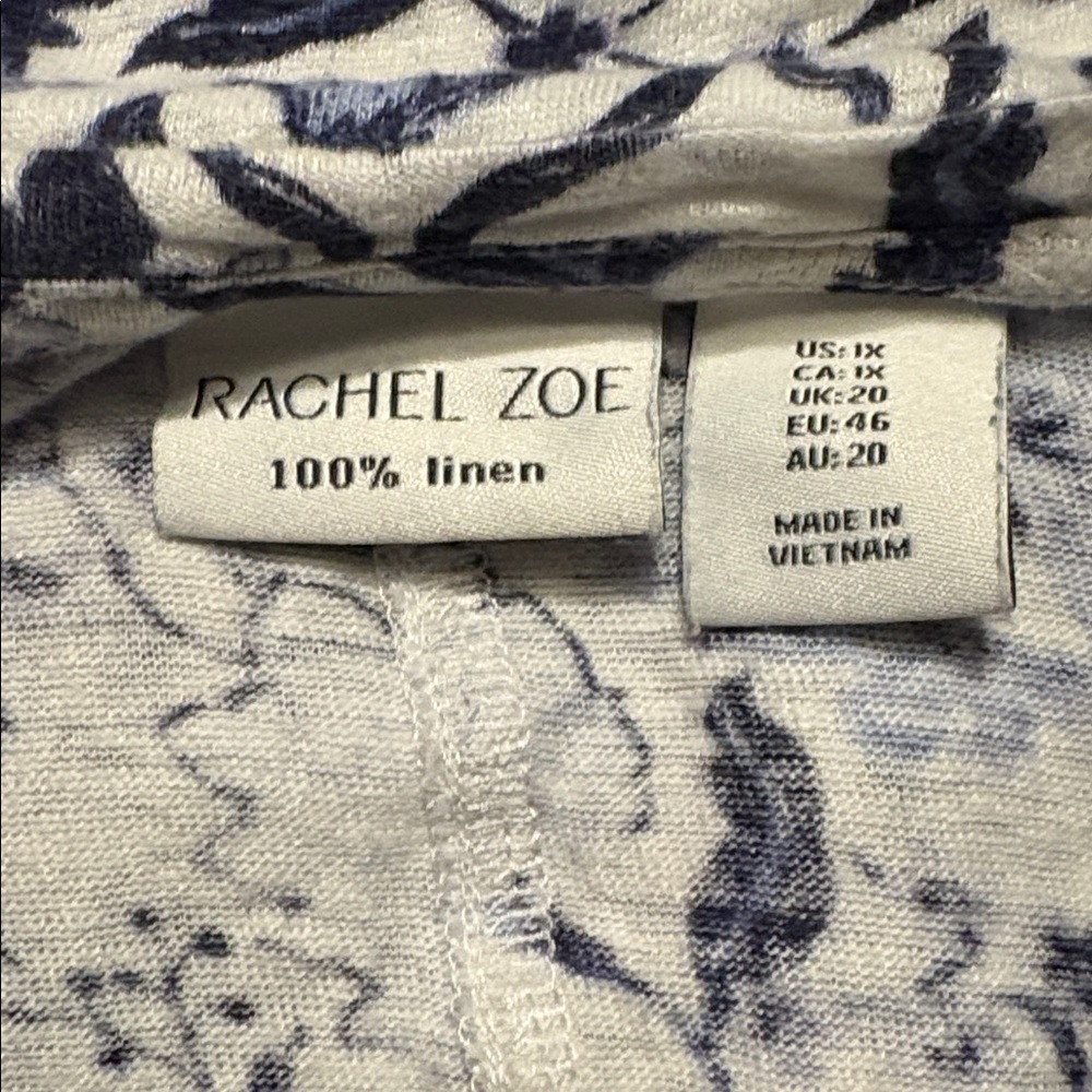 RACHEL ZOE 100% Linen Floral T-Shirt Top in Blue/Gray Size 1X — GORGEOUS!!! - Picture 7 of 10